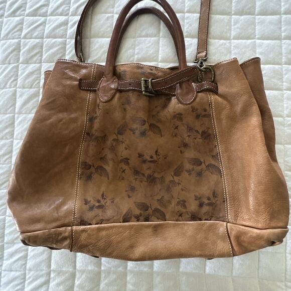 Costanza Rota Satchel Brown Large Tote Double Handle Shoulder Strap Boho Travel - Picture 6 of 16